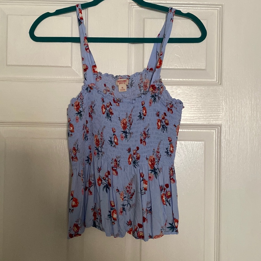 blue floral tank